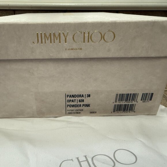 Authentic Jimmy Choo Pandora Beige Patent Leather Cork Wedge Sandals NIB  38 - Picture 6 of 6